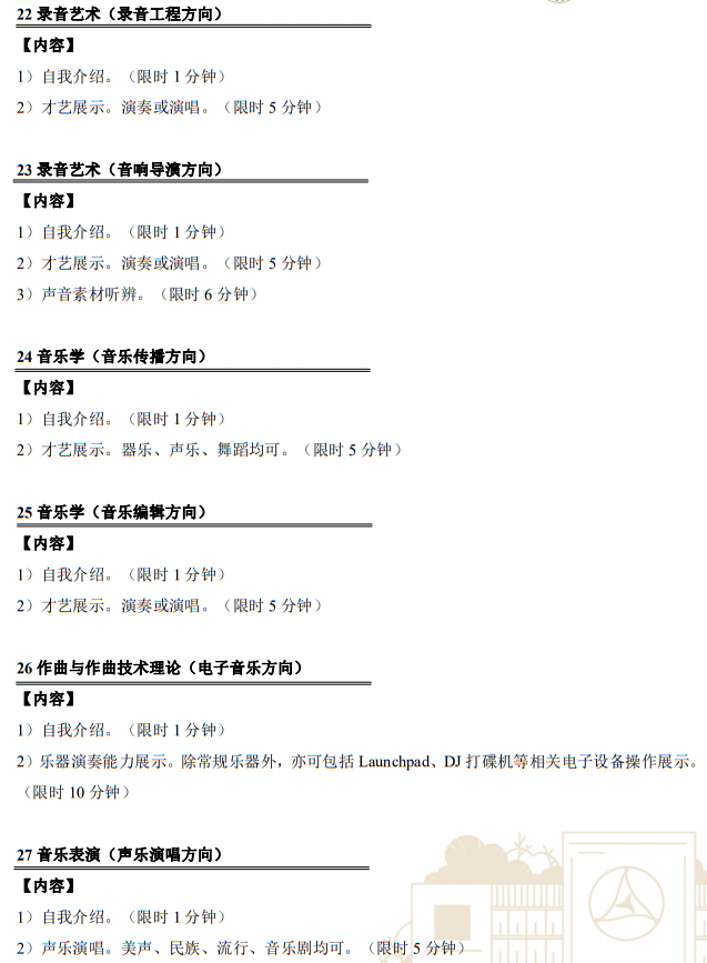 中國傳媒大學2023年藝術(shù)類本科招生考試復試內(nèi)容及要求