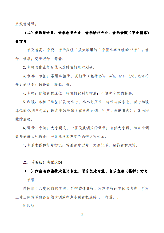 武漢音樂學院2025普通本科招生入學考試大綱